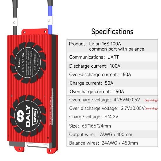 Smart LFP 16S 48V 100A common port with one temp