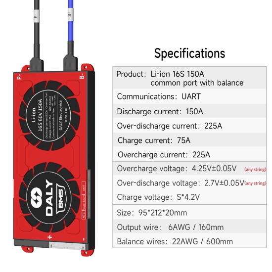 Smart LFP 16S 48V  150A common port with one temp