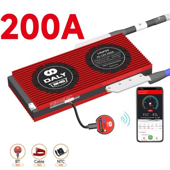 Smart LFP 4S 12V 200A common port with one temp