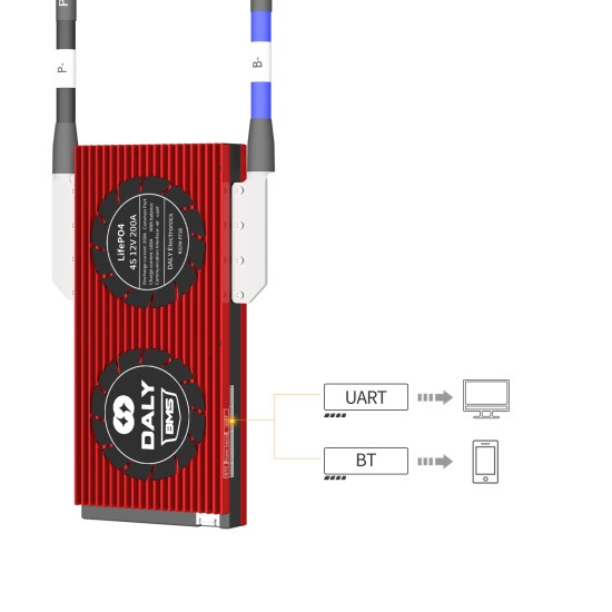 Smart LFP 4S 12V 200A common port with one temp