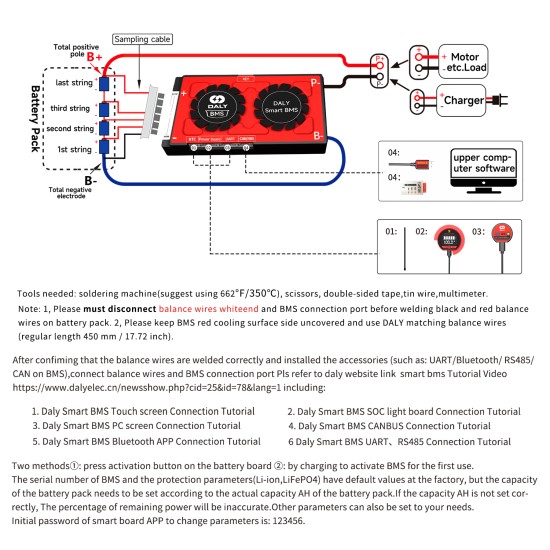 Smart LFP 4S 12V 200A common port with one temp