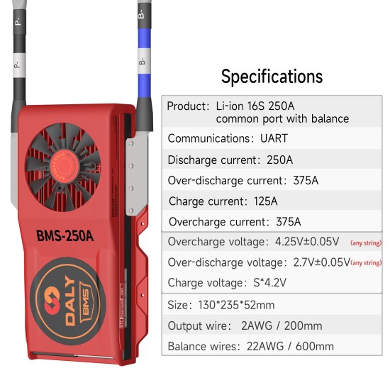 Smart LFP 16S 48V  250A common port with one temp+fan